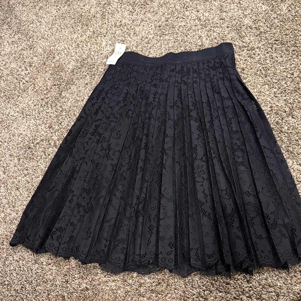 Ann Taylor Black Lace A-Line Skirt